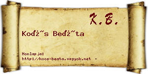 Koós Beáta névjegykártya